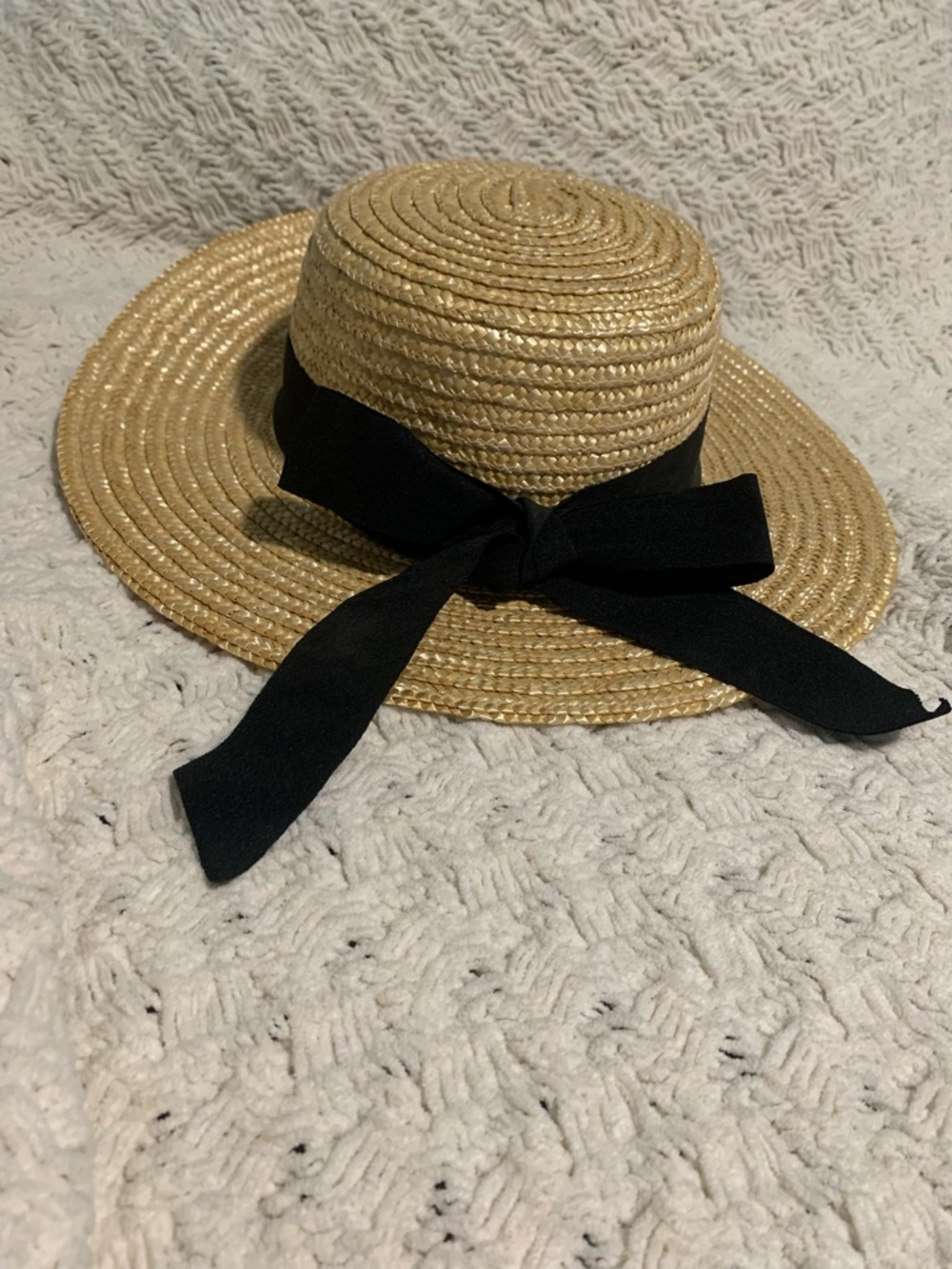 Straw Sun Hat with Black Bow
